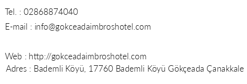 Gkeada mbros Hotel telefon numaralar, faks, e-mail, posta adresi ve iletiim bilgileri